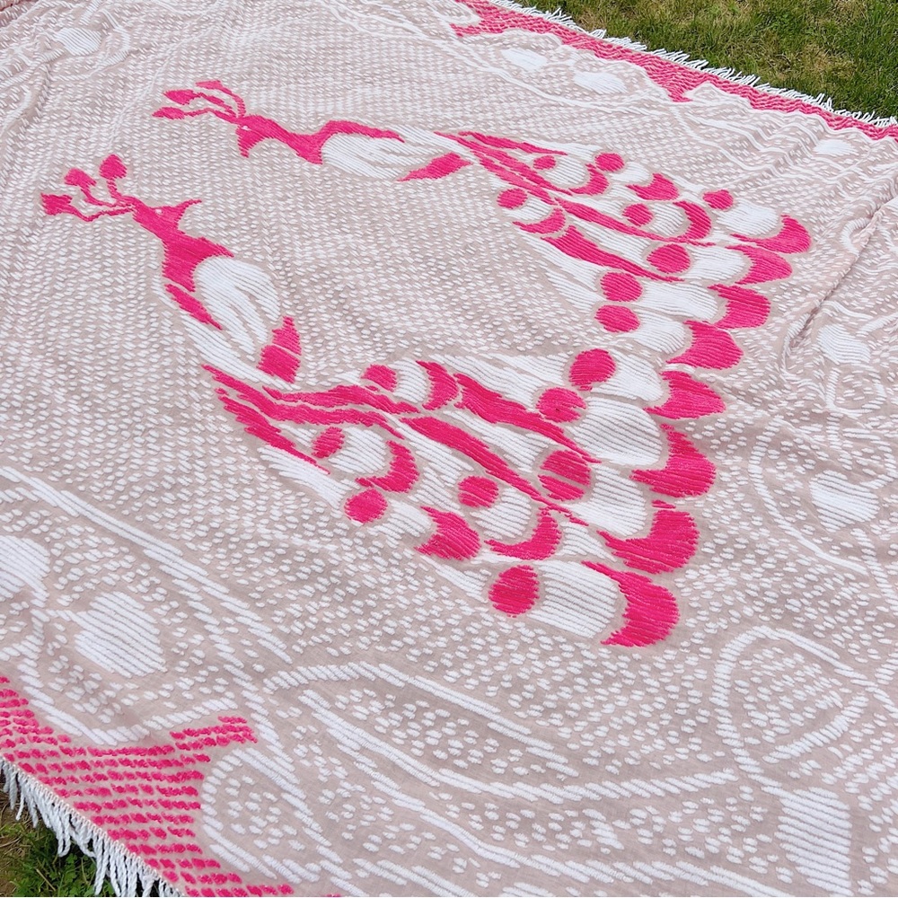 peacock chenille full size outdoor blanket or bedspread